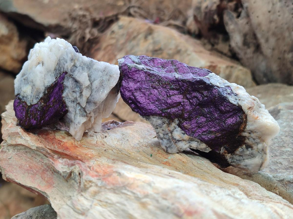 Natural Metallic Cobbed Purpurite Specimens x 12 From Erongo, Namibia - Toprock Gemstones and Minerals 