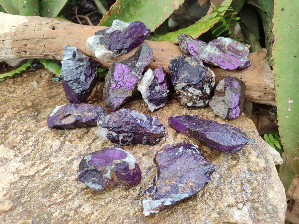 Natural Metallic Cobbed Purpurite Specimens x 12 From Erongo, Namibia - Toprock Gemstones and Minerals 
