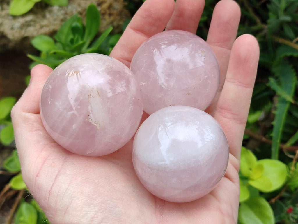 Polished Gemmy Rose Quartz Spheres x 6 From Madagascar - Toprock Gemstones and Minerals 