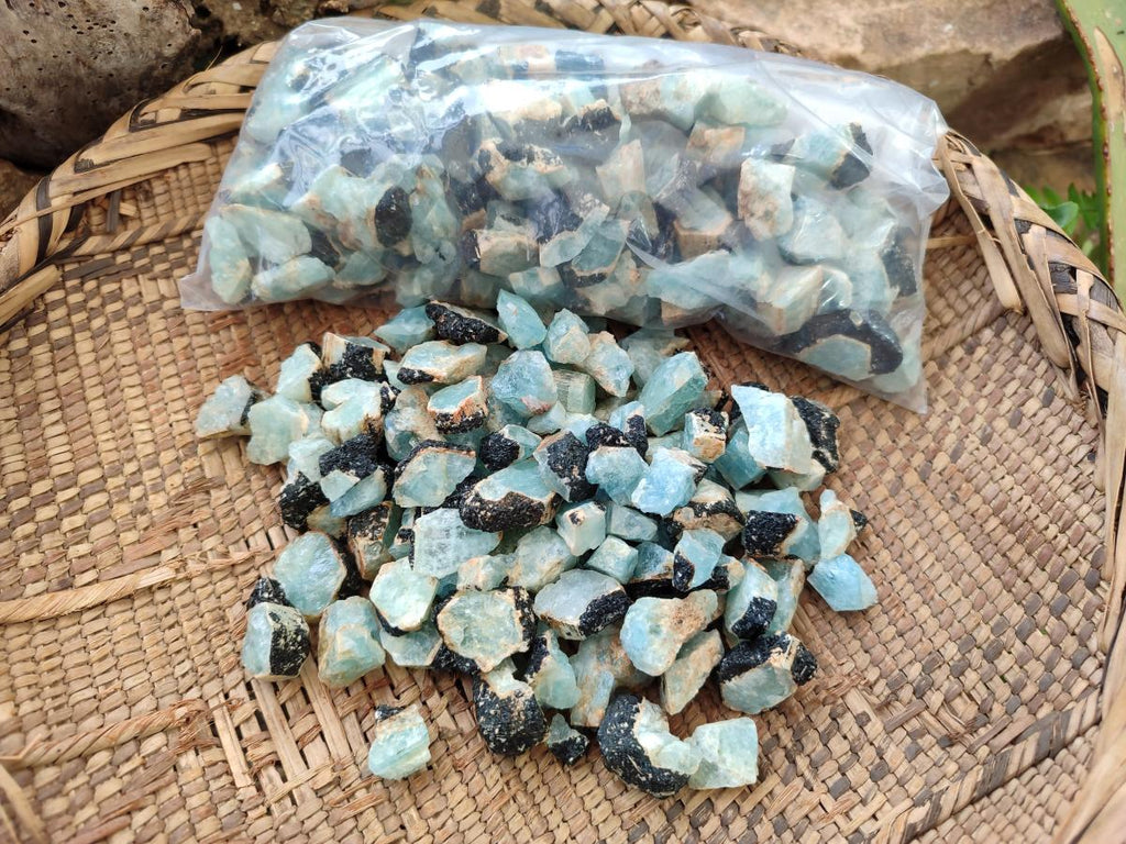 Natural Rare Aquamarine in Black Tourmaline Crystal Specimens x 0,97 Kg Lot From Karibib, Namibia - Toprock Gemstones and Minerals 