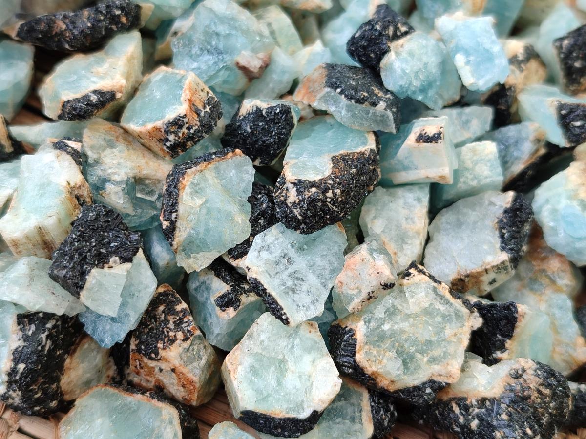 Natural Rare Aquamarine in Black Tourmaline Crystal Specimens x 0,97 Kg Lot From Karibib, Namibia - Toprock Gemstones and Minerals 