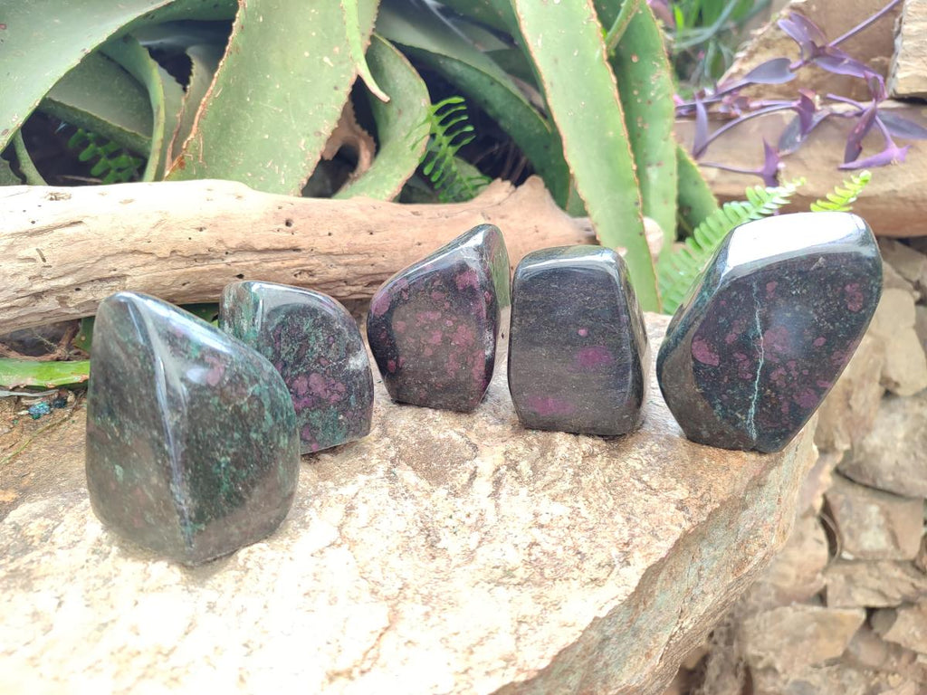 Polished Ruby Corundum In Chrome Verdite Standing Display Pieces x 5 From Mutoko, Zimbabwe - Toprock Gemstones and Minerals 