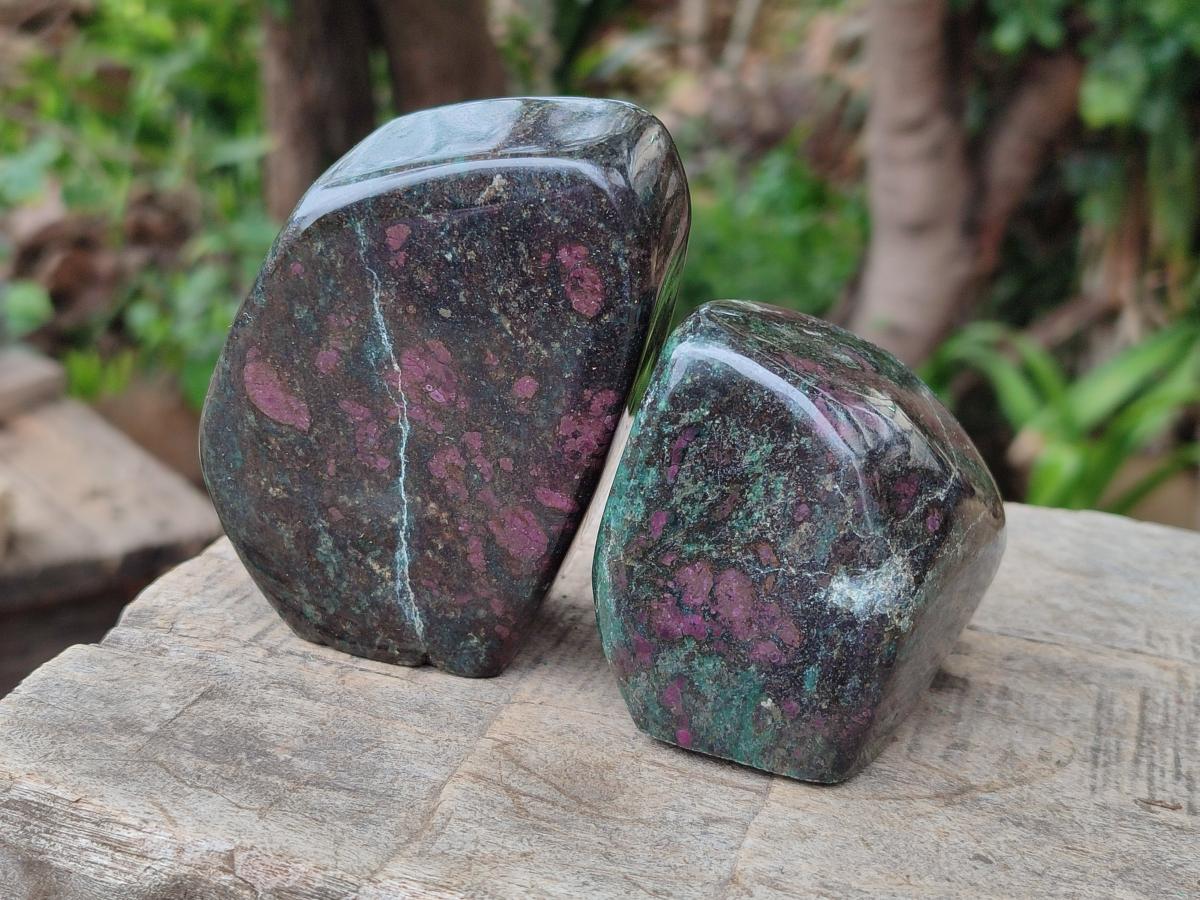 Polished Ruby Corundum In Chrome Verdite Standing Display Pieces x 5 From Mutoko, Zimbabwe - Toprock Gemstones and Minerals 