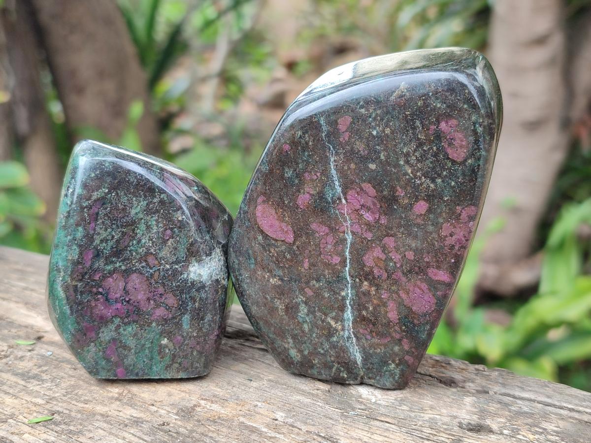 Polished Ruby Corundum In Chrome Verdite Standing Display Pieces x 5 From Mutoko, Zimbabwe - Toprock Gemstones and Minerals 
