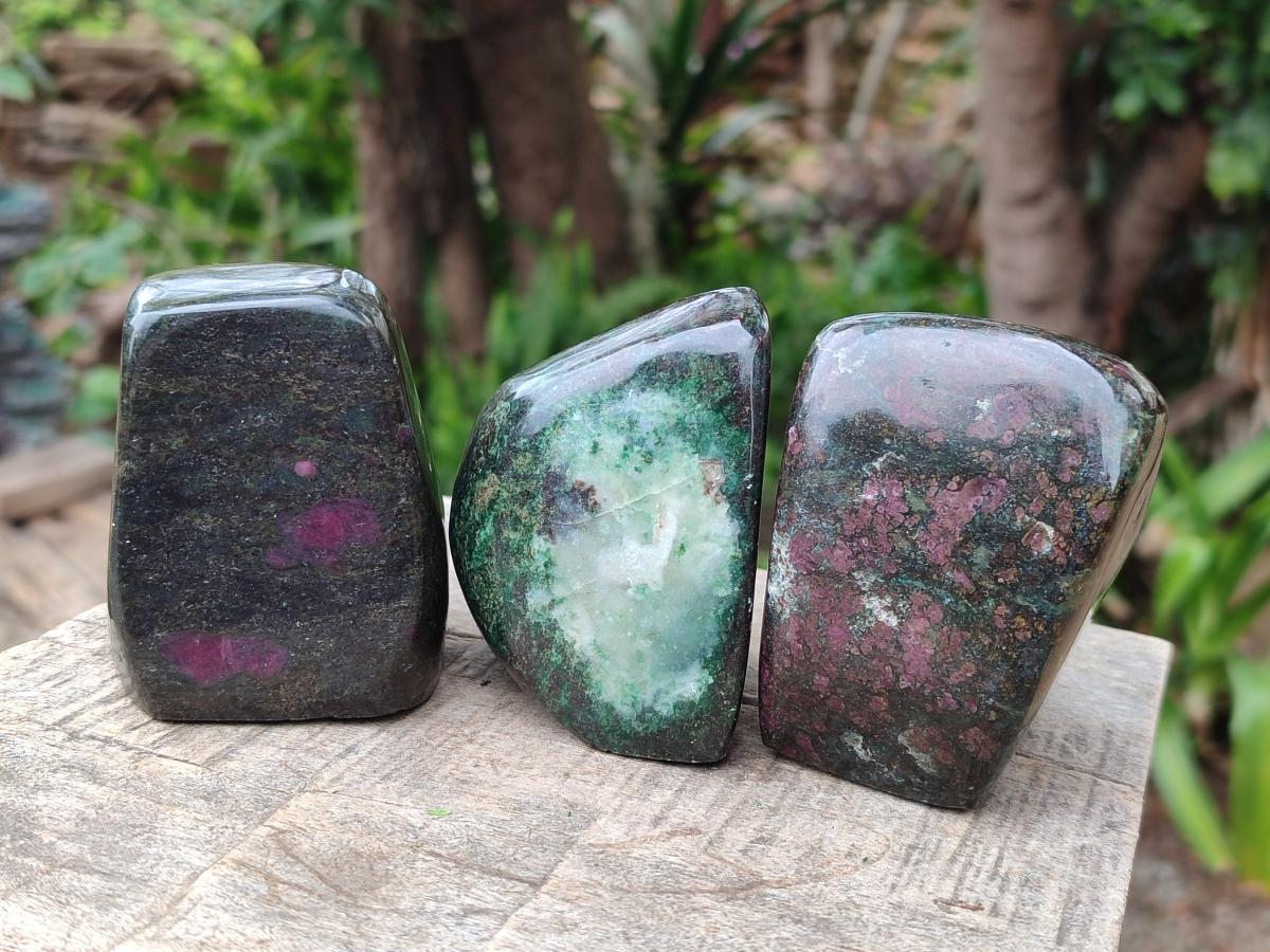 Polished Ruby Corundum In Chrome Verdite Standing Display Pieces x 5 From Mutoko, Zimbabwe - Toprock Gemstones and Minerals 