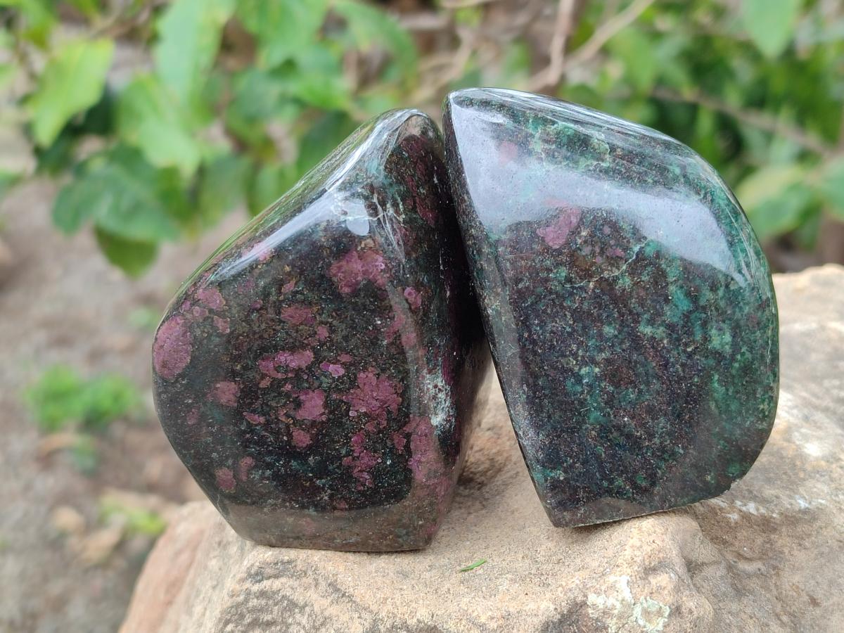 Polished Ruby Corundum In Chrome Verdite Standing Display Pieces x 5 From Mutoko, Zimbabwe - Toprock Gemstones and Minerals 