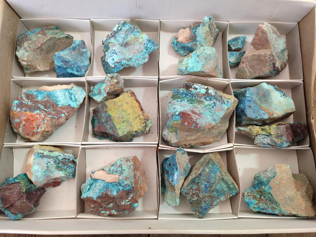 Natural Shattuckite Cobbed Specimens with Associated Minerals x 20 From Kaokoveld, Namibia - Toprock Gemstones and Minerals 