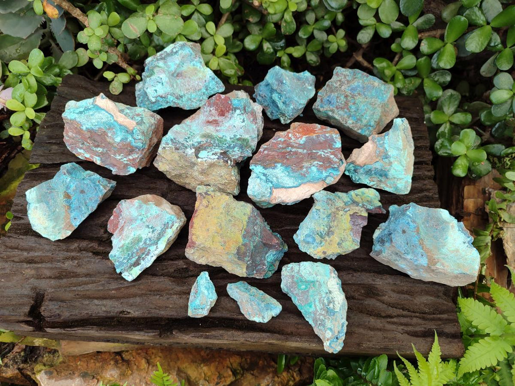 Natural Shattuckite Cobbed Specimens with Associated Minerals x 20 From Kaokoveld, Namibia - Toprock Gemstones and Minerals 