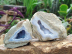 Polished One Side Blue Lace Agate Geodes x 12 From Nsanje, Malawi - Toprock Gemstones and Minerals 