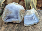 Polished One Side Blue Lace Agate Geodes x 12 From Nsanje, Malawi - Toprock Gemstones and Minerals 