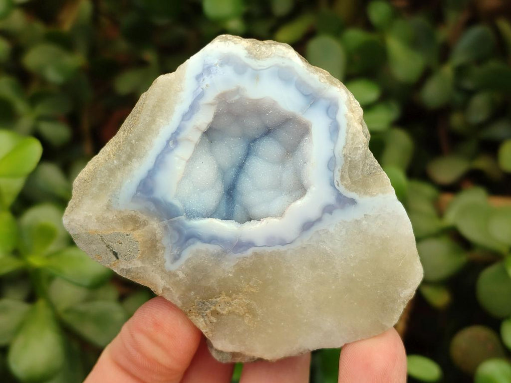 Polished One Side Blue Lace Agate Geodes x 12 From Nsanje, Malawi - Toprock Gemstones and Minerals 
