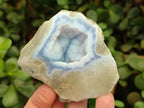 Polished One Side Blue Lace Agate Geodes x 12 From Nsanje, Malawi - Toprock Gemstones and Minerals 