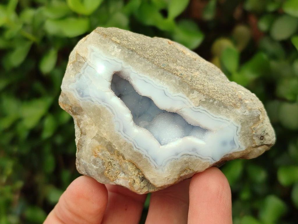 Polished One Side Blue Lace Agate Geodes x 12 From Nsanje, Malawi - Toprock Gemstones and Minerals 