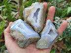 Polished One Side Blue Lace Agate Geodes x 12 From Nsanje, Malawi - Toprock Gemstones and Minerals 