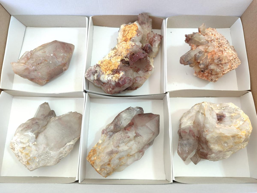 Natural Red Hematoid Quartz Crystals and Clusters x 6 From Karoi, Zimbabwe - Toprock Gemstones and Minerals 