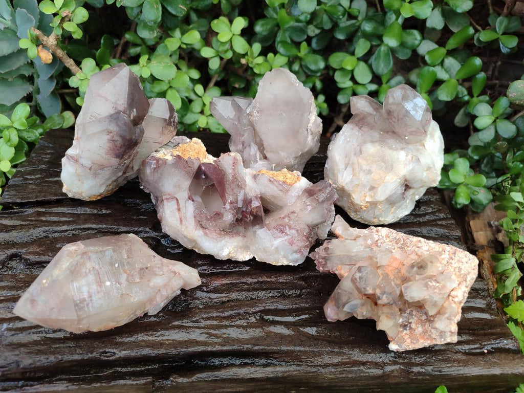 Natural Red Hematoid Quartz Crystals and Clusters x 6 From Karoi, Zimbabwe - Toprock Gemstones and Minerals 