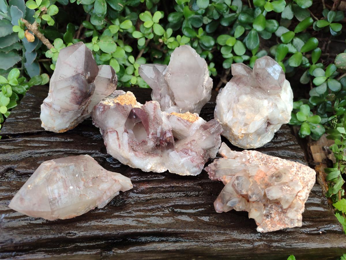 Natural Red Hematoid Quartz Crystals and Clusters x 6 From Karoi, Zimbabwe - Toprock Gemstones and Minerals 