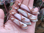 Hand Made Thulite Copper Wire Wrapped Double Terminated Necklaces x 12 From Mozambique - Toprock Gemstones and Minerals 