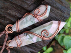 Hand Made Thulite Copper Wire Wrapped Double Terminated Necklaces x 12 From Mozambique - Toprock Gemstones and Minerals 