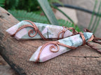 Hand Made Thulite Copper Wire Wrapped Double Terminated Necklaces x 12 From Mozambique - Toprock Gemstones and Minerals 