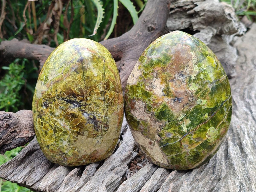Polished Green Opal Standing Display Pieces x 3 From Betroka, Madagascar - Toprock Gemstones and Minerals 