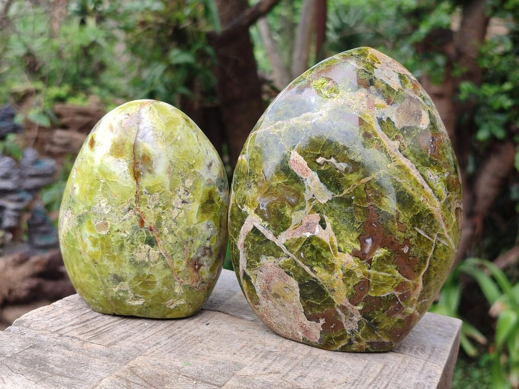 Polished Green Opal Standing Display Pieces x 3 From Betroka, Madagascar - Toprock Gemstones and Minerals 