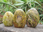 Polished Green Opal Standing Display Pieces x 3 From Betroka, Madagascar - Toprock Gemstones and Minerals 