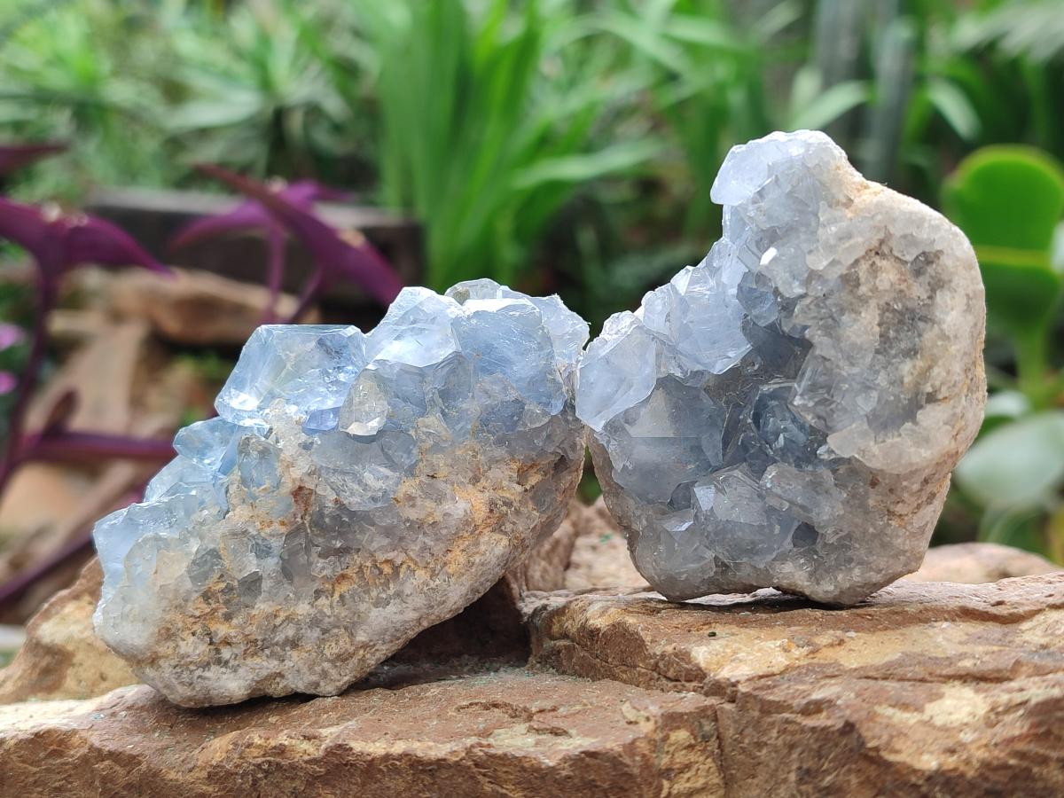 Natural Blue Celestite Specimens x 6 From Sakoany, Madagascar - Toprock Gemstones and Minerals 