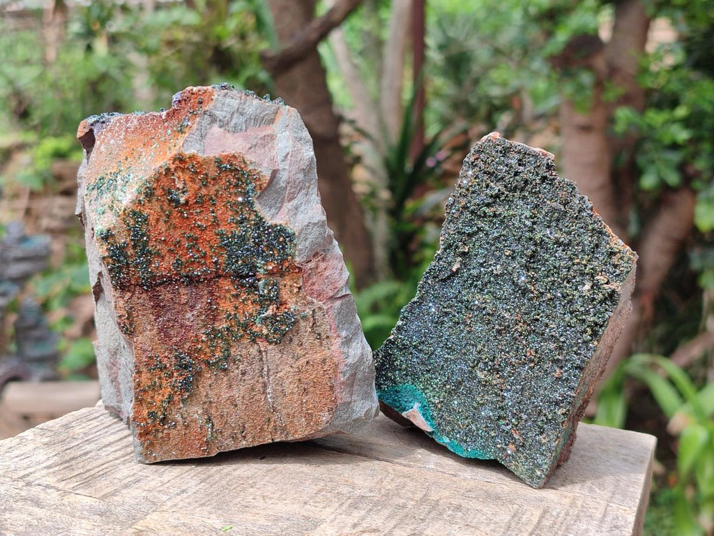 Natural Crystalline Libethenite Specimens on Dolomite Matrix x 2 From Shituru, Congo - Toprock Gemstones and Minerals 