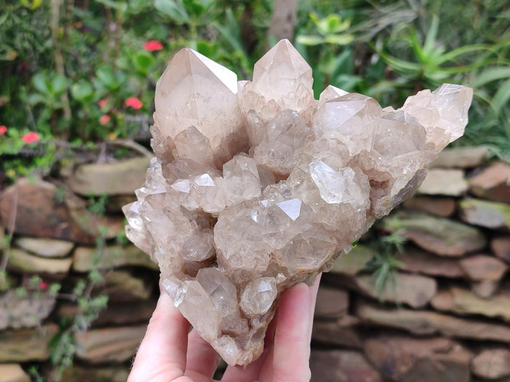 Natural Large Cascading White Phantom Clear Smokey Luena Quartz Cluster x 1 From Luena, Congo - Toprock Gemstones and Minerals 