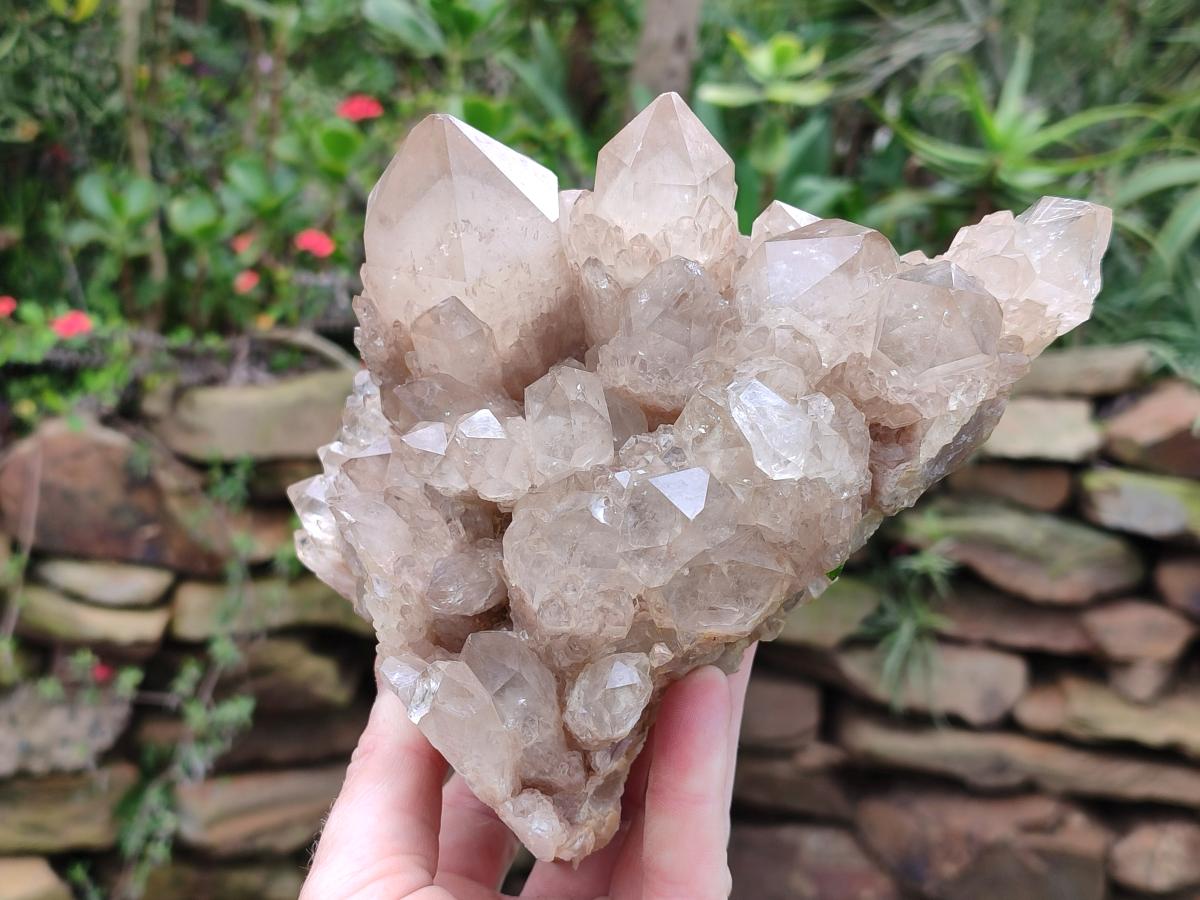 Natural Large Cascading White Phantom Clear Smokey Luena Quartz Cluster x 1 From Luena, Congo - Toprock Gemstones and Minerals 