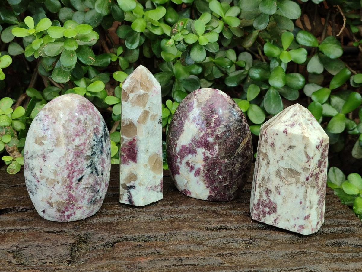 Polished Mix of Rubellite Pink Tourmaline Pieces x 4 From Ambatondrazaka, Madagascar - Toprock Gemstones and Minerals 