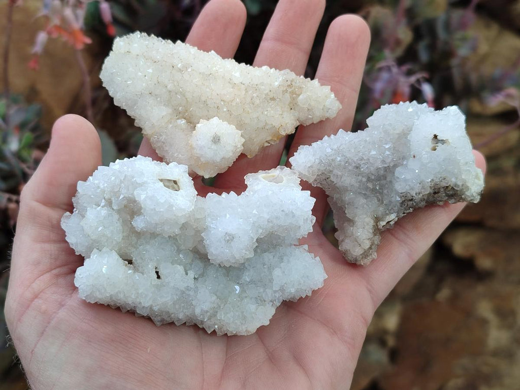 Natural Drusy Snow Finger Quartz Coated Clusters x 12 From Albert's Mountain, Lesotho - Toprock Gemstones and Minerals 