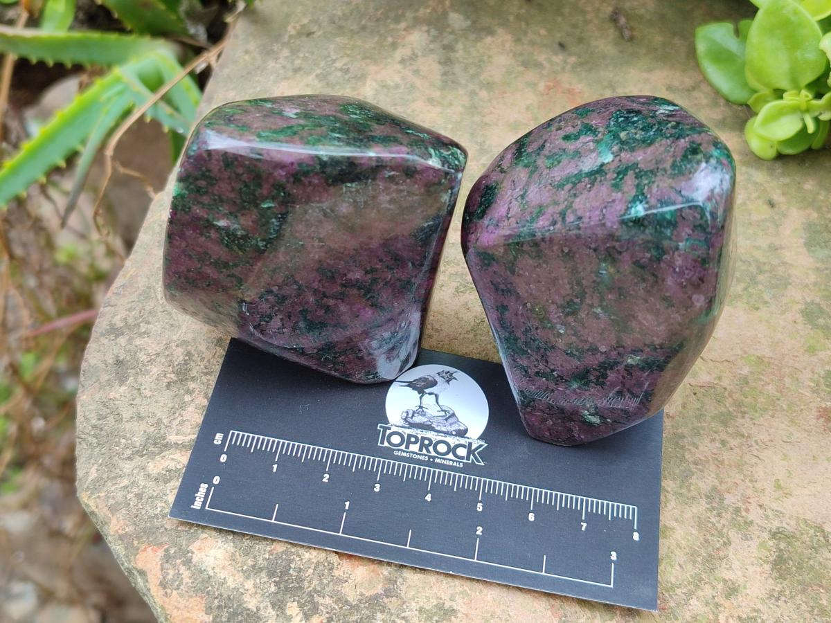 Polished Ruby Corundum In Chrome Verdite Standing Display Pieces x 6 From Mutoko, Zimbabwe - Toprock Gemstones and Minerals 