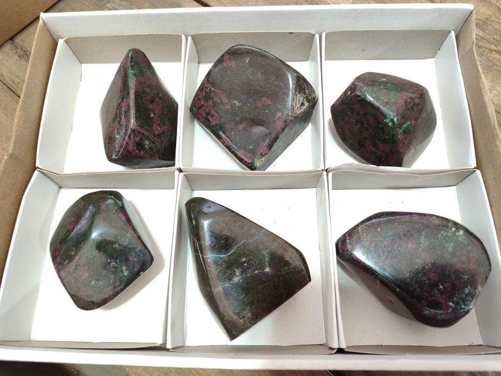 Polished Ruby Corundum In Chrome Verdite Standing Display Pieces x 6 From Mutoko, Zimbabwe - Toprock Gemstones and Minerals 