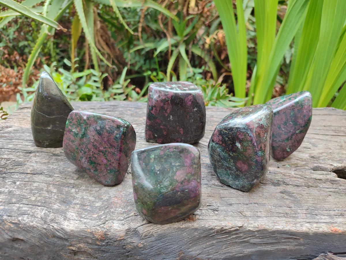 Polished Ruby Corundum In Chrome Verdite Standing Display Pieces x 6 From Mutoko, Zimbabwe - Toprock Gemstones and Minerals 