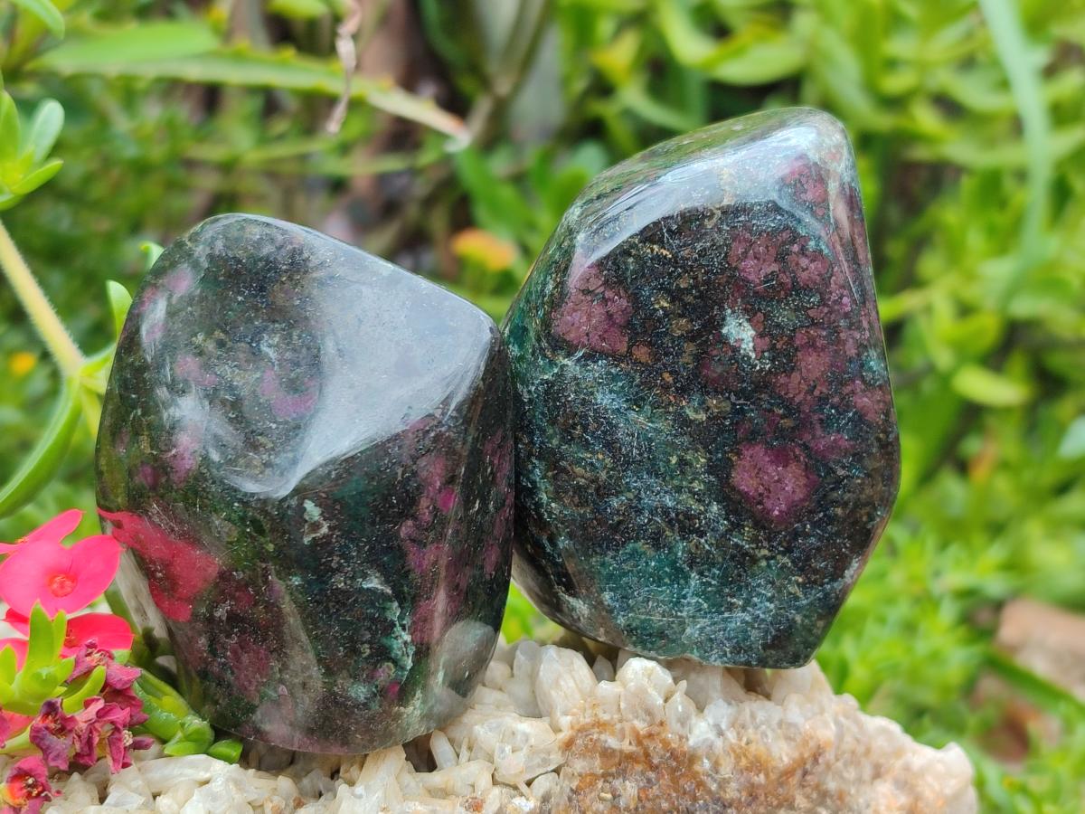 Polished Ruby Corundum In Chrome Verdite Standing Display Pieces x 6 From Mutoko, Zimbabwe - Toprock Gemstones and Minerals 
