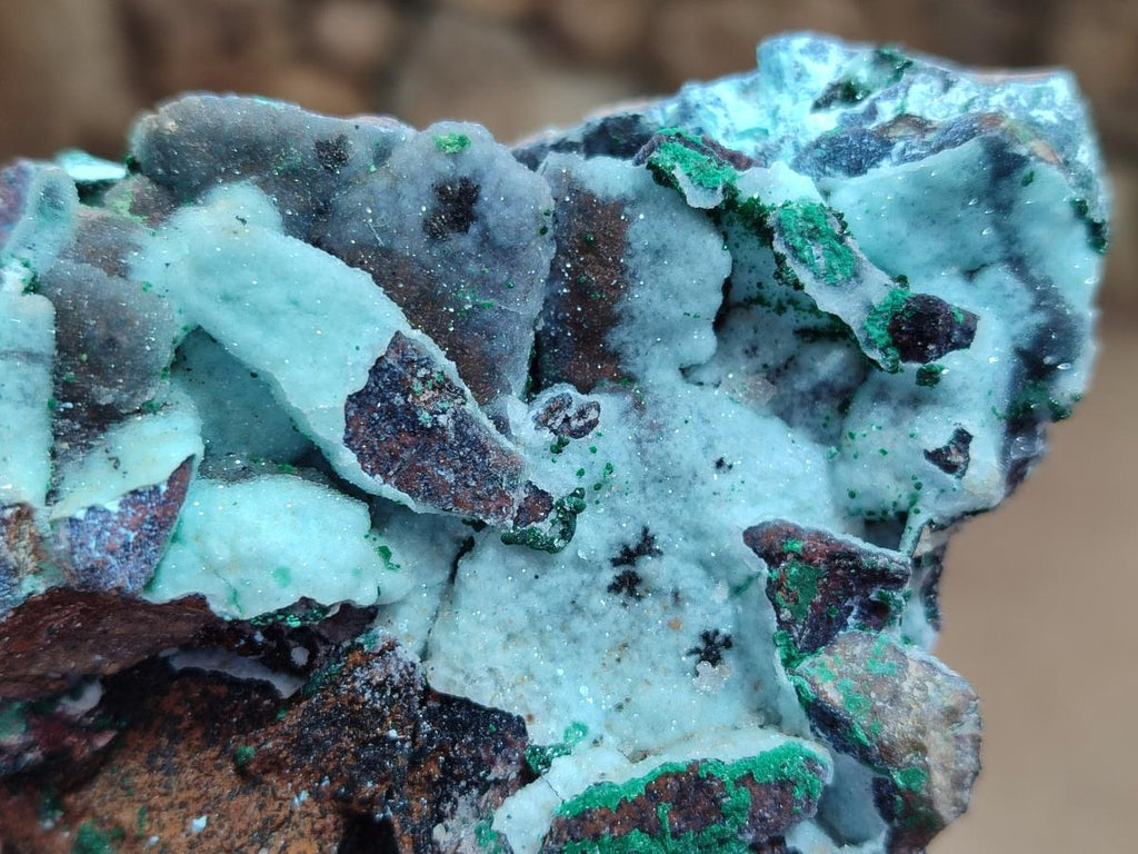 Natural Drusy Coated Chrysocolla Specimens x 6 From Lupoto Mine, Congo - Toprock Gemstones and Minerals 