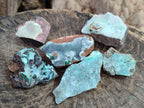 Natural Drusy Coated Chrysocolla Specimens x 6 From Lupoto Mine, Congo - Toprock Gemstones and Minerals 