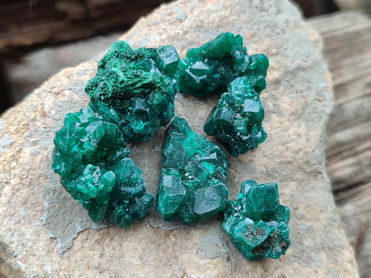 Natural Mini Dioptase Specimens on Dolomite Matrix x 35 From Tantara Mine, Congo - Toprock Gemstones and Minerals 