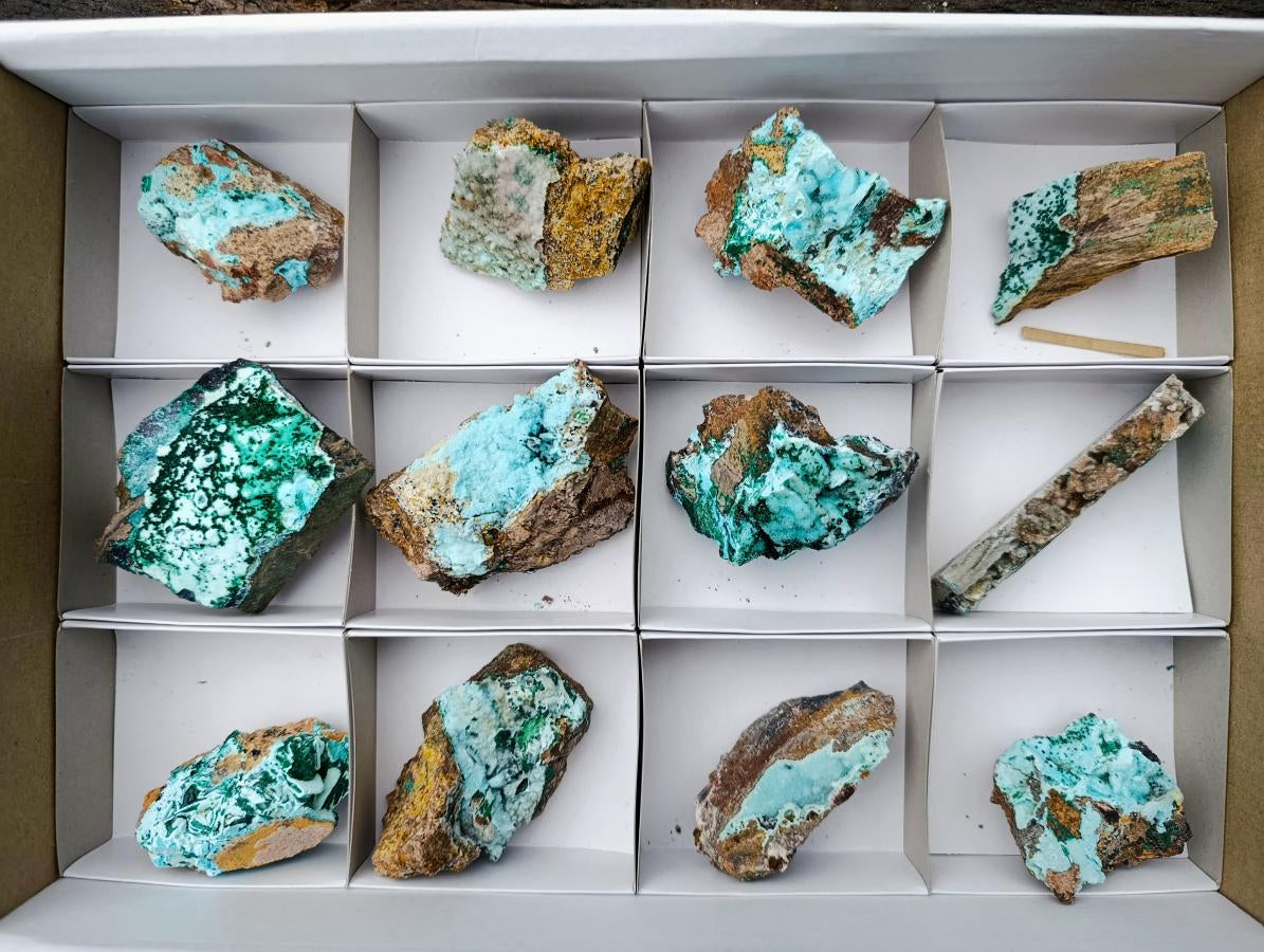Natural Drusy Coated Chrysocolla with Malachite x 12 From Lupoto Mine, Congo - Toprock Gemstones and Minerals 