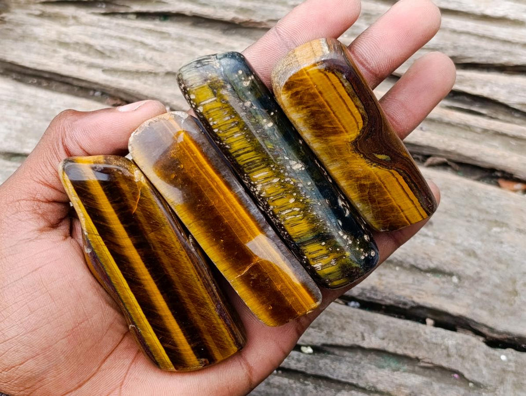 Polished Golden Tigers Eye Tumbled Slices x 24 From Prieska, South Africa - Toprock Gemstones and Minerals 