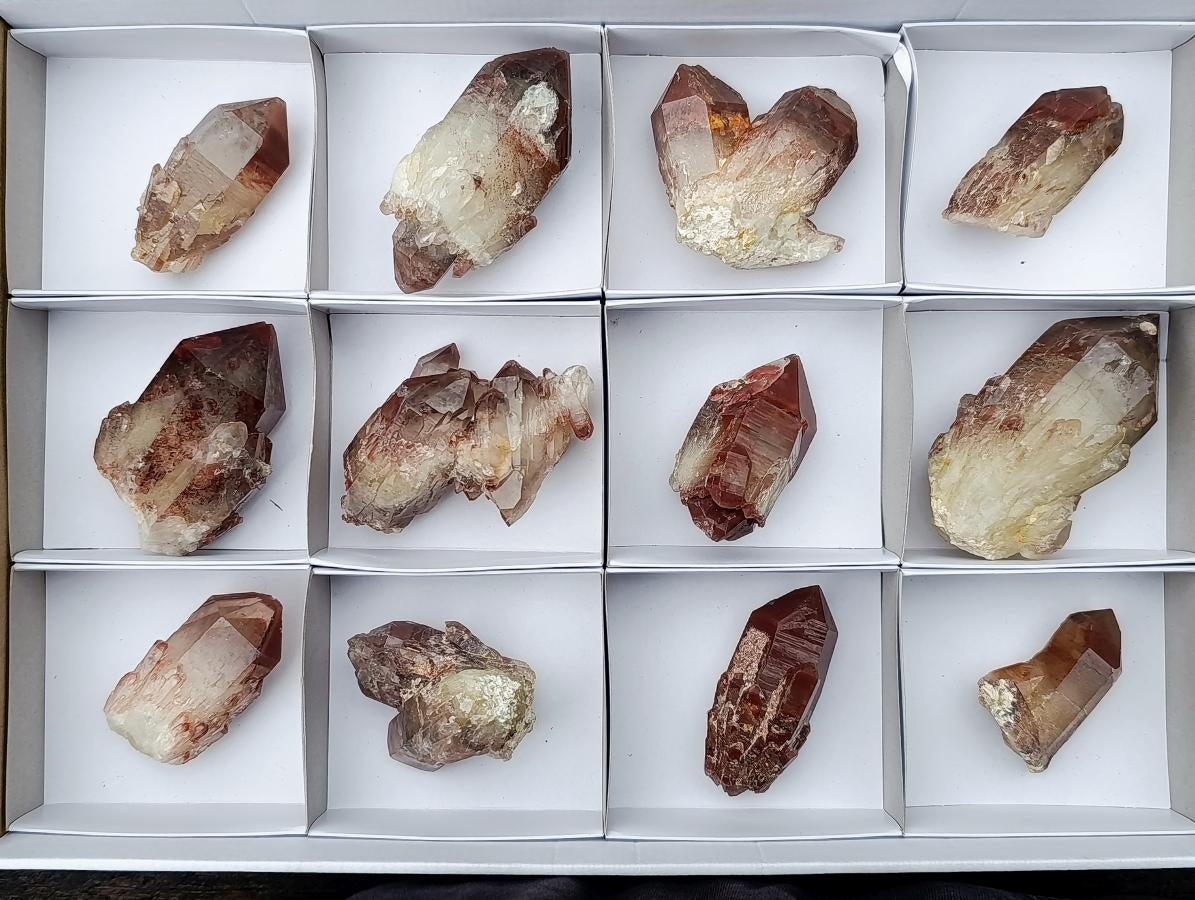 Natural Red Hematoid Quartz Crystals and Clusters x 12 From Karoi, Zimbabwe - Toprock Gemstones and Minerals 