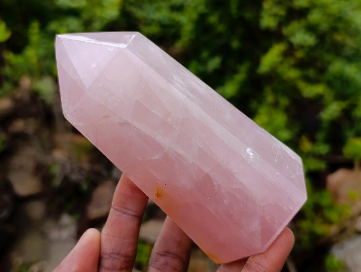 Polished Gemmy Rose Quartz Crystals and Double Terminated Crystals x 6 From Madagascar - Toprock Gemstones and Minerals 