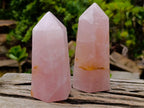Polished Gemmy Rose Quartz Crystals and Double Terminated Crystals x 6 From Madagascar - Toprock Gemstones and Minerals 