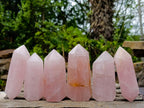 Polished Gemmy Rose Quartz Crystals and Double Terminated Crystals x 6 From Madagascar - Toprock Gemstones and Minerals 