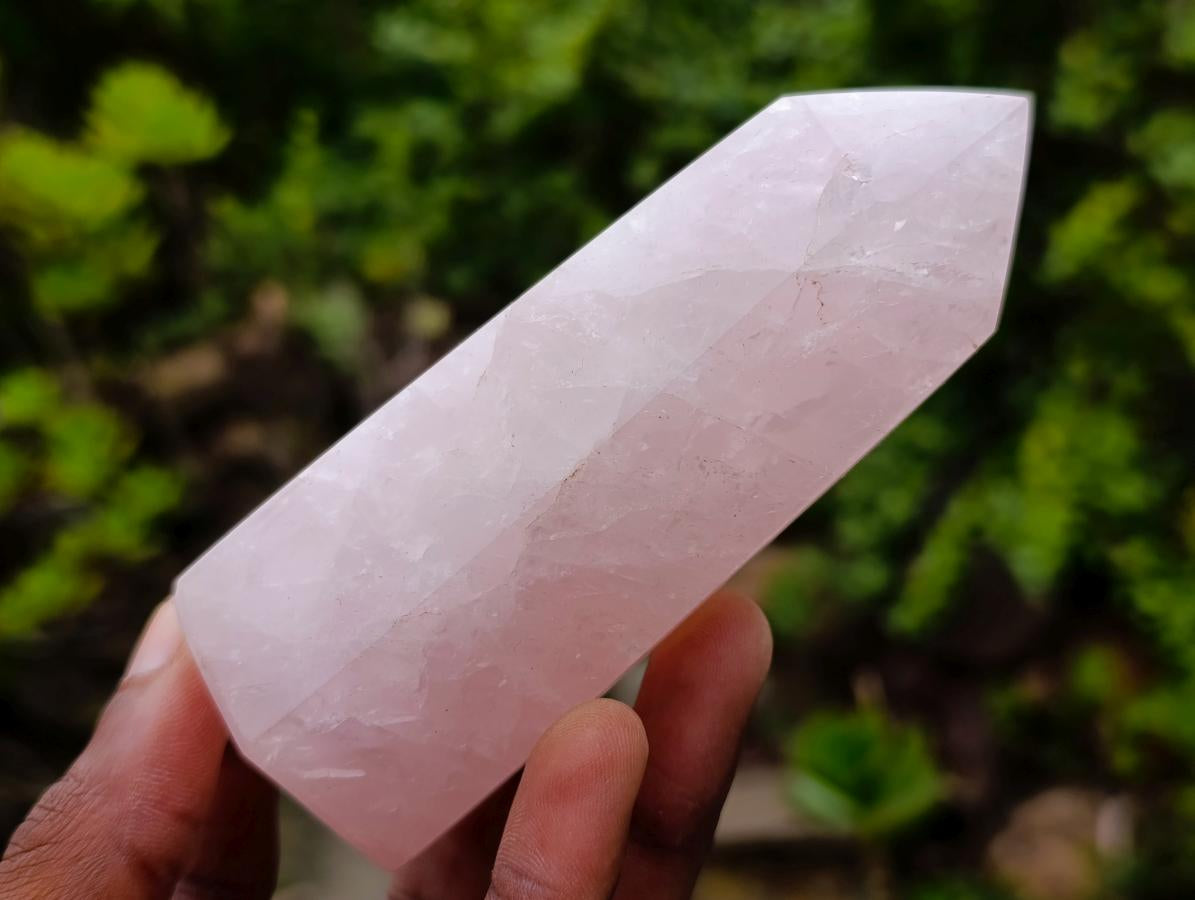 Polished Gemmy Rose Quartz Crystals and Double Terminated Crystals x 6 From Madagascar - Toprock Gemstones and Minerals 
