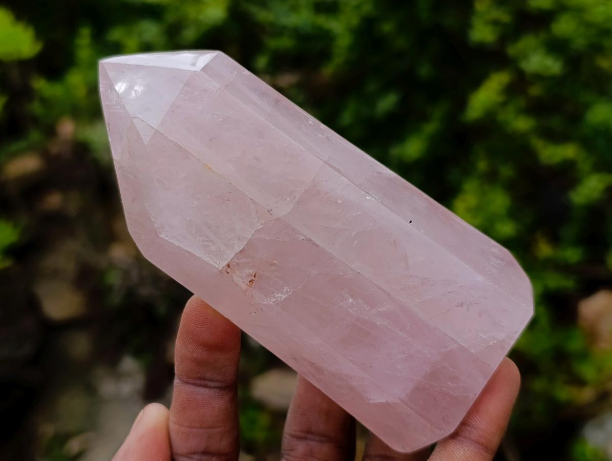 Polished Gemmy Rose Quartz Crystals and Double Terminated Crystals x 6 From Madagascar - Toprock Gemstones and Minerals 