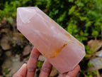 Polished Gemmy Rose Quartz Crystals and Double Terminated Crystals x 6 From Madagascar - Toprock Gemstones and Minerals 