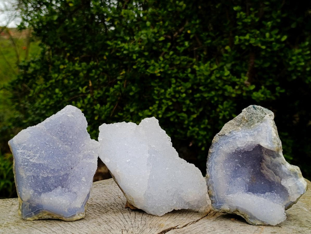 Natural Blue Lace Agate Specimens x 3 From Nsanje, Malawi - Toprock Gemstones and Minerals 